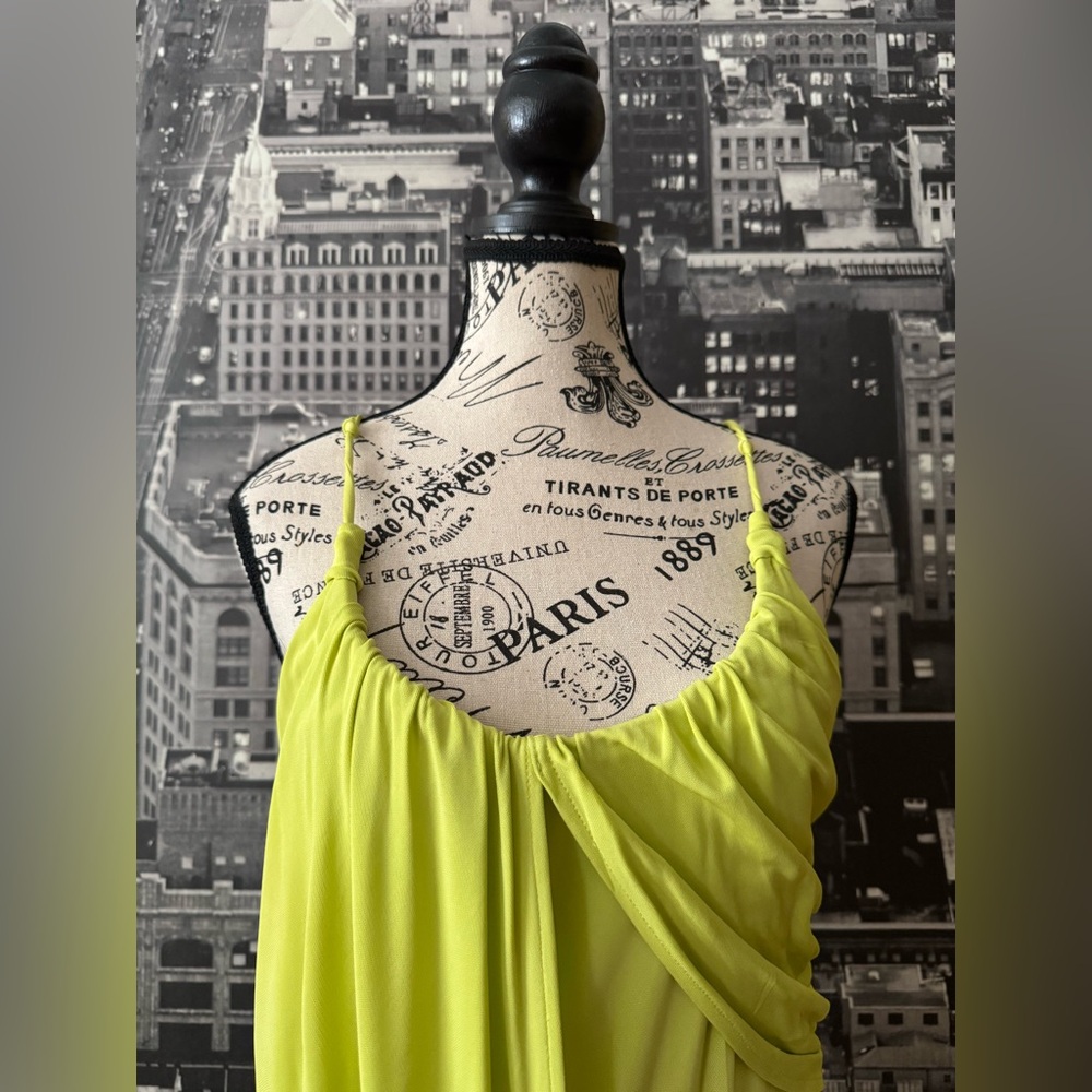 Yigal Azrouël Neon Chartreuse (Yellow + Green) Draped Dress - Picture 5 of 7